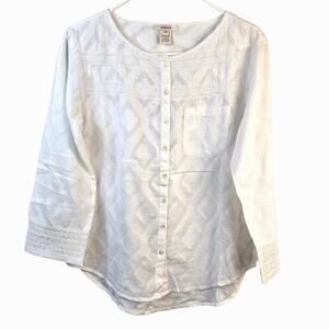 Sundance Blouse Women's XS White Diamond Crochet Lace Romantic Boho Beach